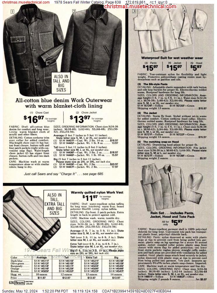1978 Sears Fall Winter Catalog, Page 638