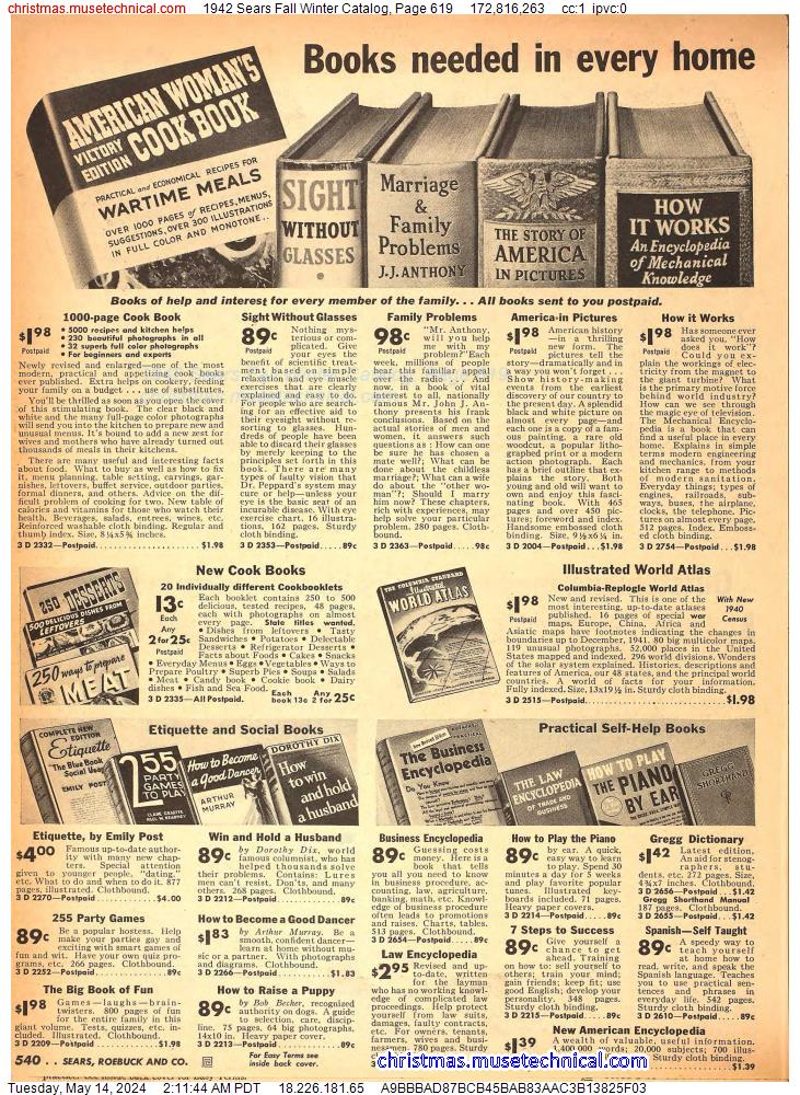 1942 Sears Fall Winter Catalog, Page 619