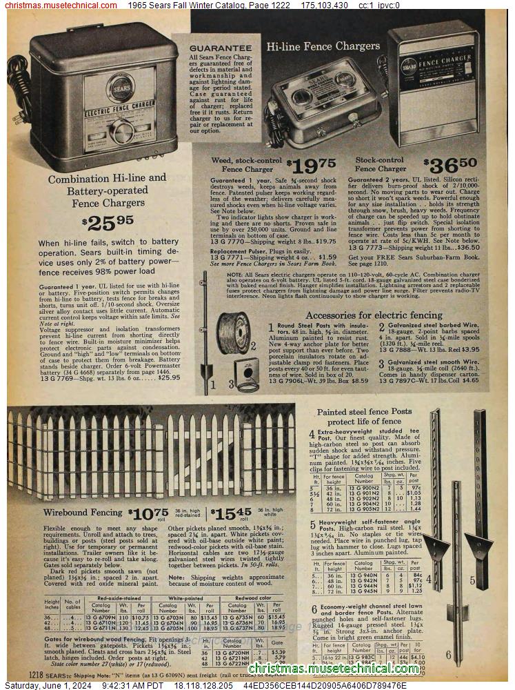 1965 Sears Fall Winter Catalog, Page 1222