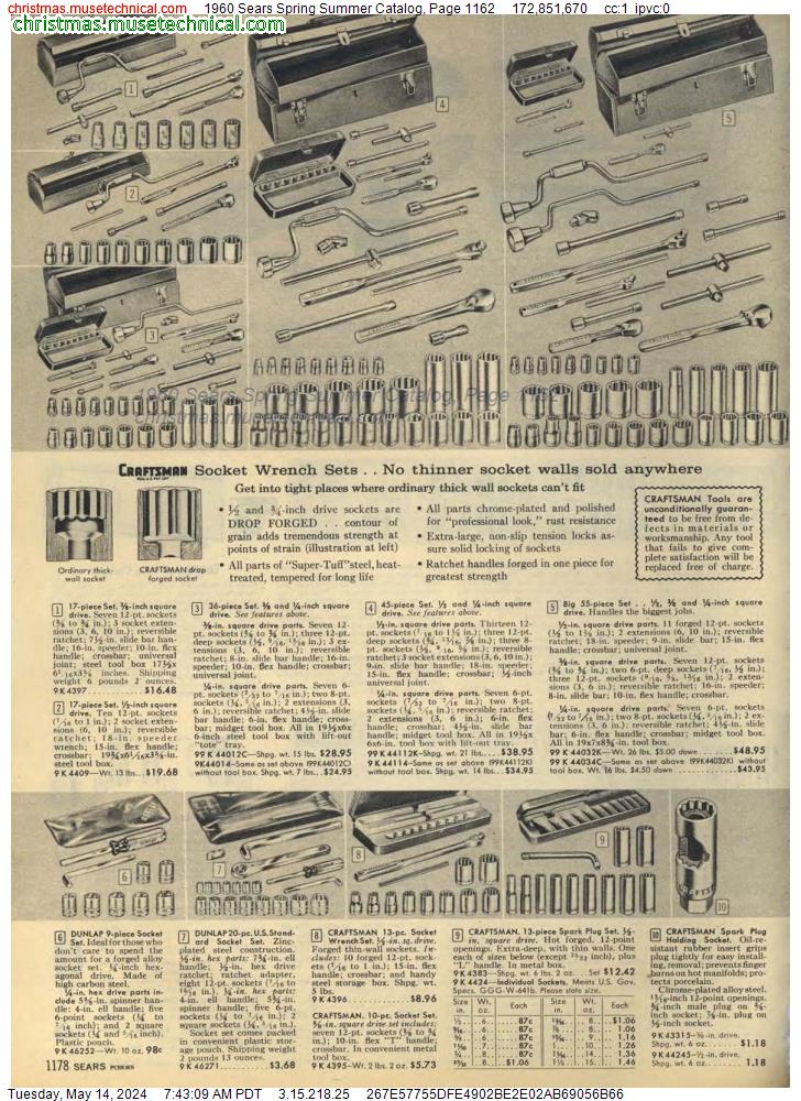 1960 Sears Spring Summer Catalog, Page 1162