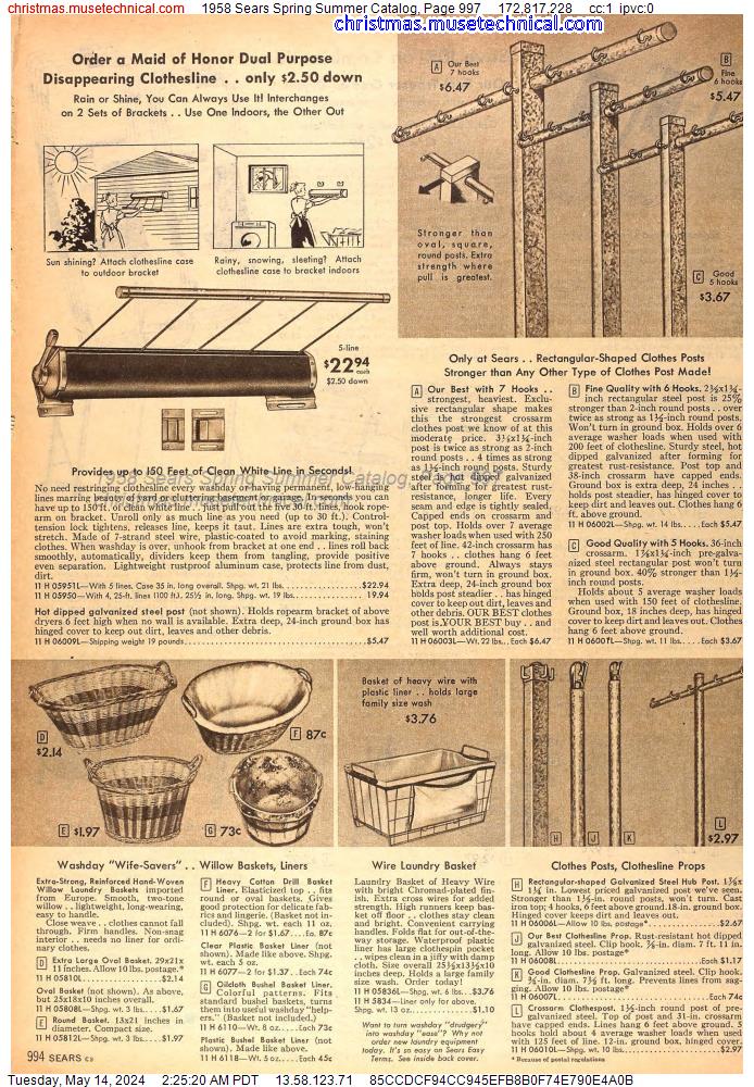 1958 Sears Spring Summer Catalog, Page 997