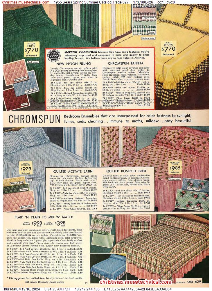 1955 Sears Spring Summer Catalog, Page 627