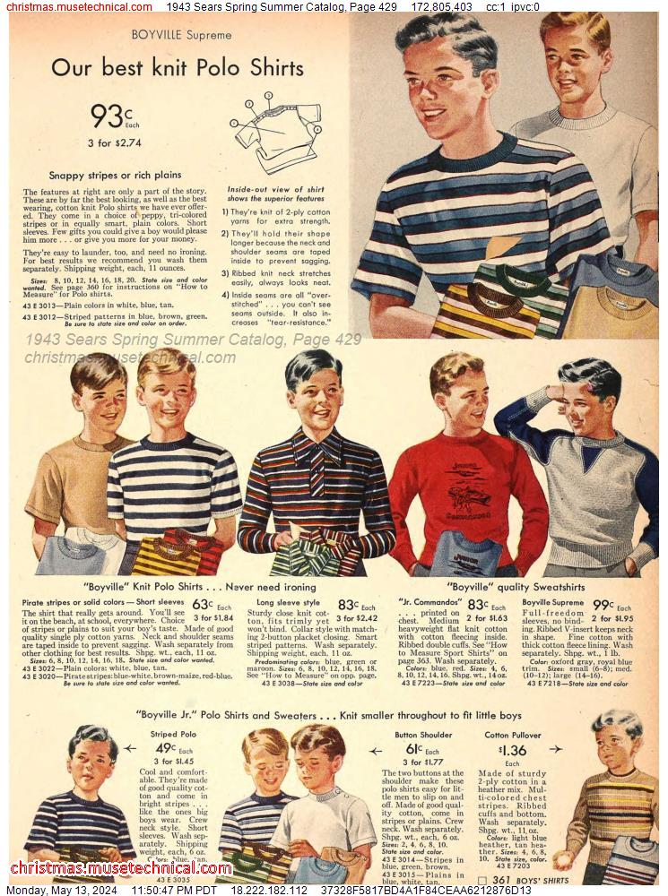 1943 Sears Spring Summer Catalog, Page 429