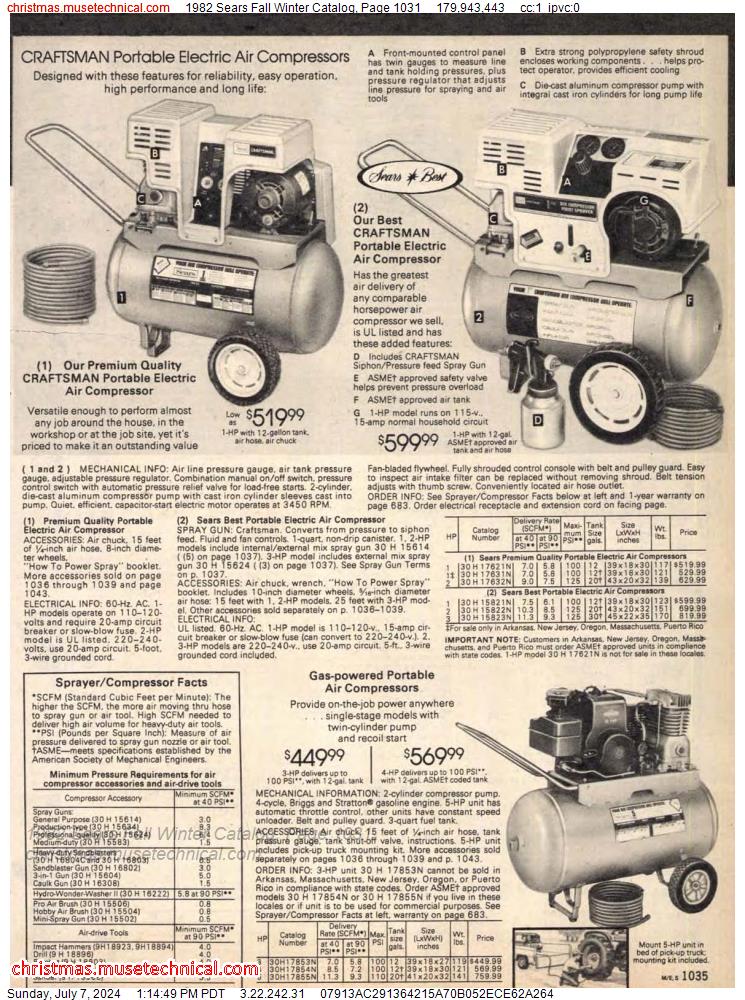 1982 Sears Fall Winter Catalog, Page 1031