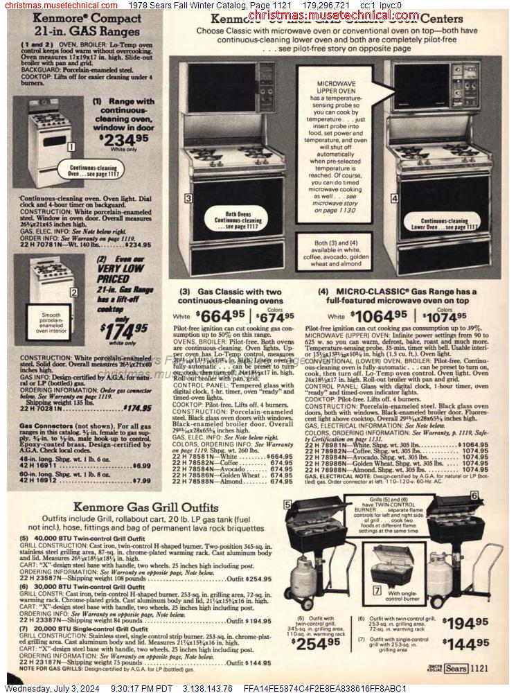 1978 Sears Fall Winter Catalog, Page 1121
