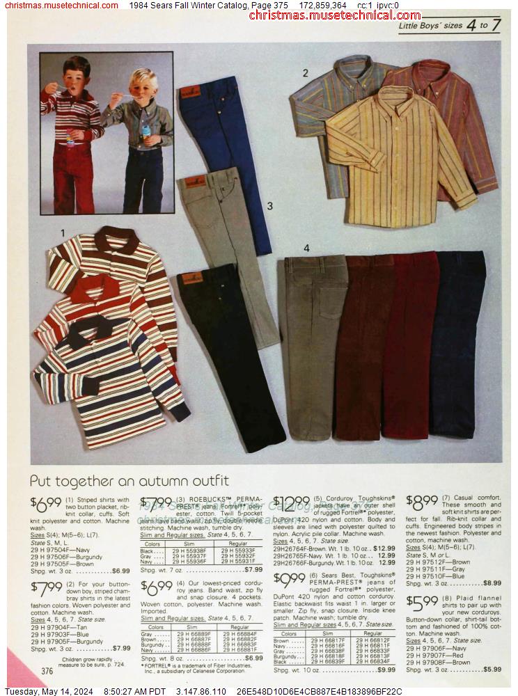 1984 Sears Fall Winter Catalog, Page 375