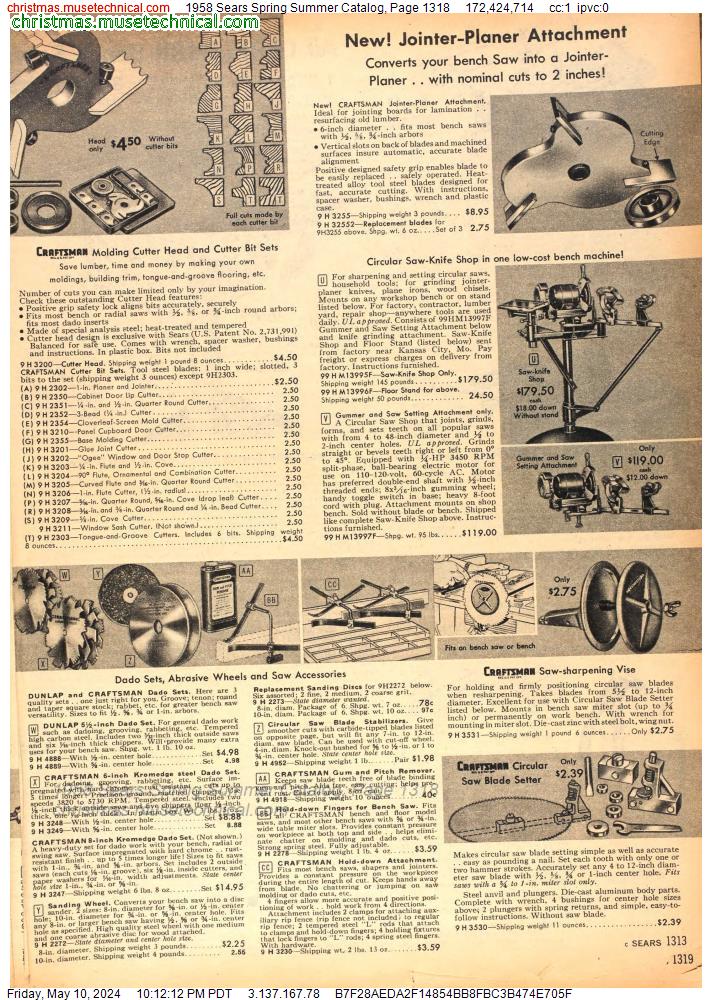 1958 Sears Spring Summer Catalog, Page 1318