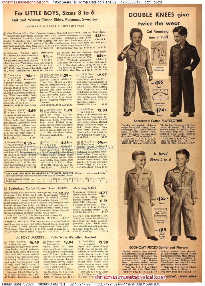 1952 Sears Fall Winter Catalog, Page 69