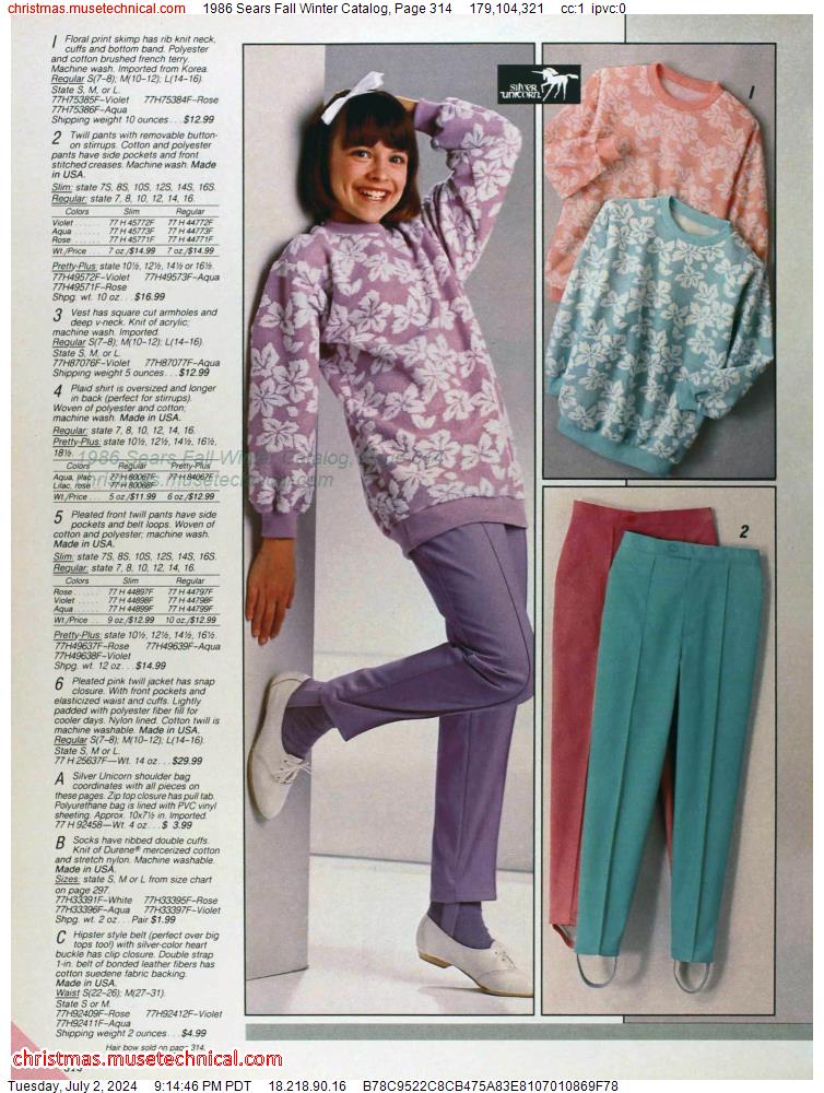 1986 Sears Fall Winter Catalog, Page 314