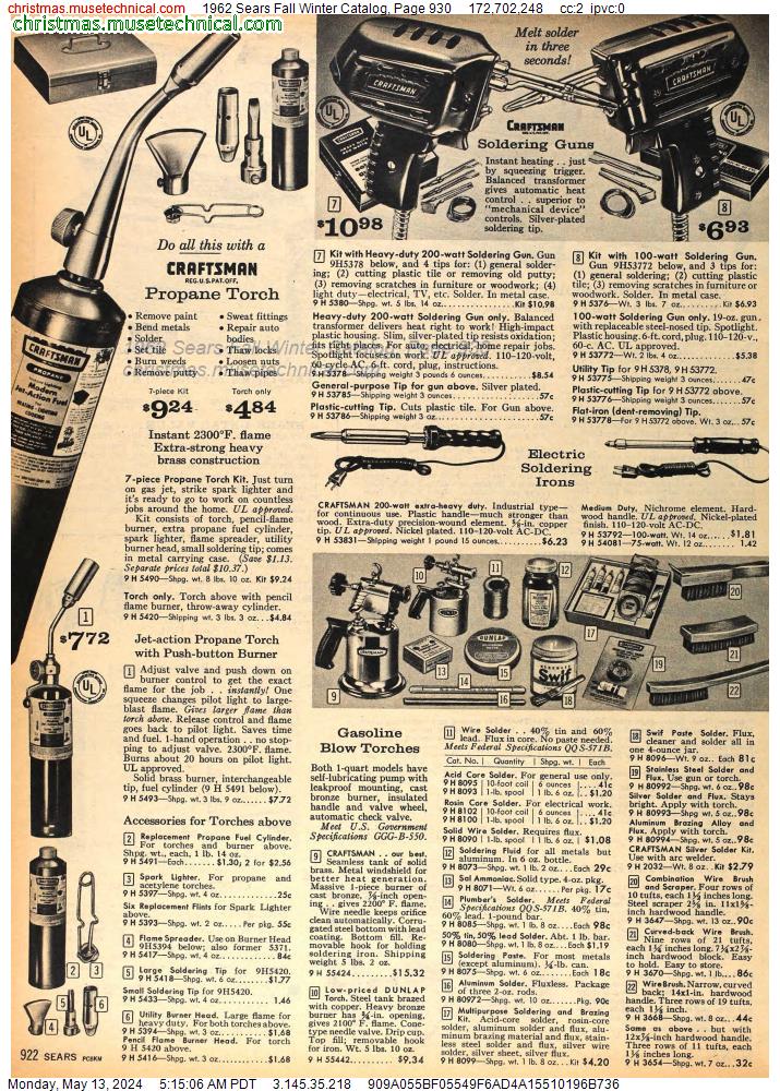 1962 Sears Fall Winter Catalog, Page 930