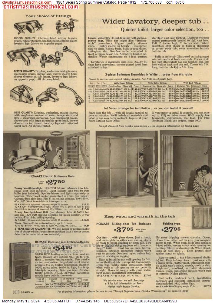 1961 Sears Spring Summer Catalog, Page 1012
