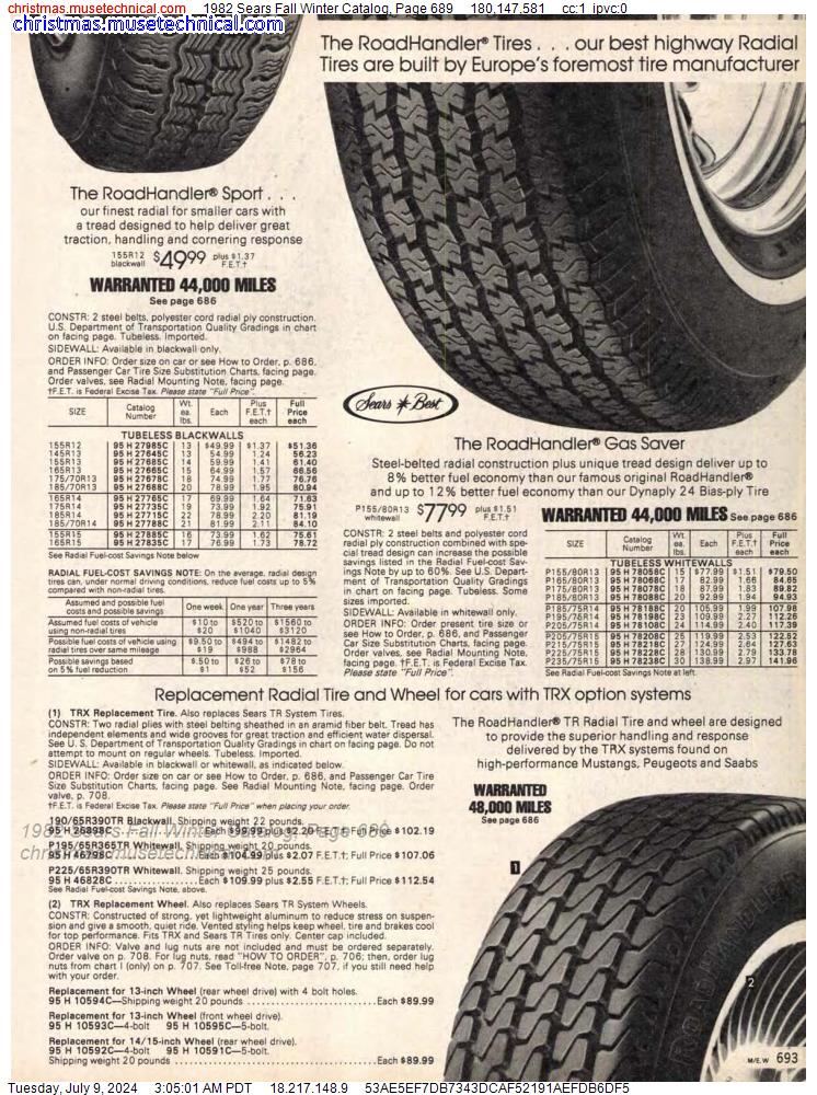 1982 Sears Fall Winter Catalog, Page 689