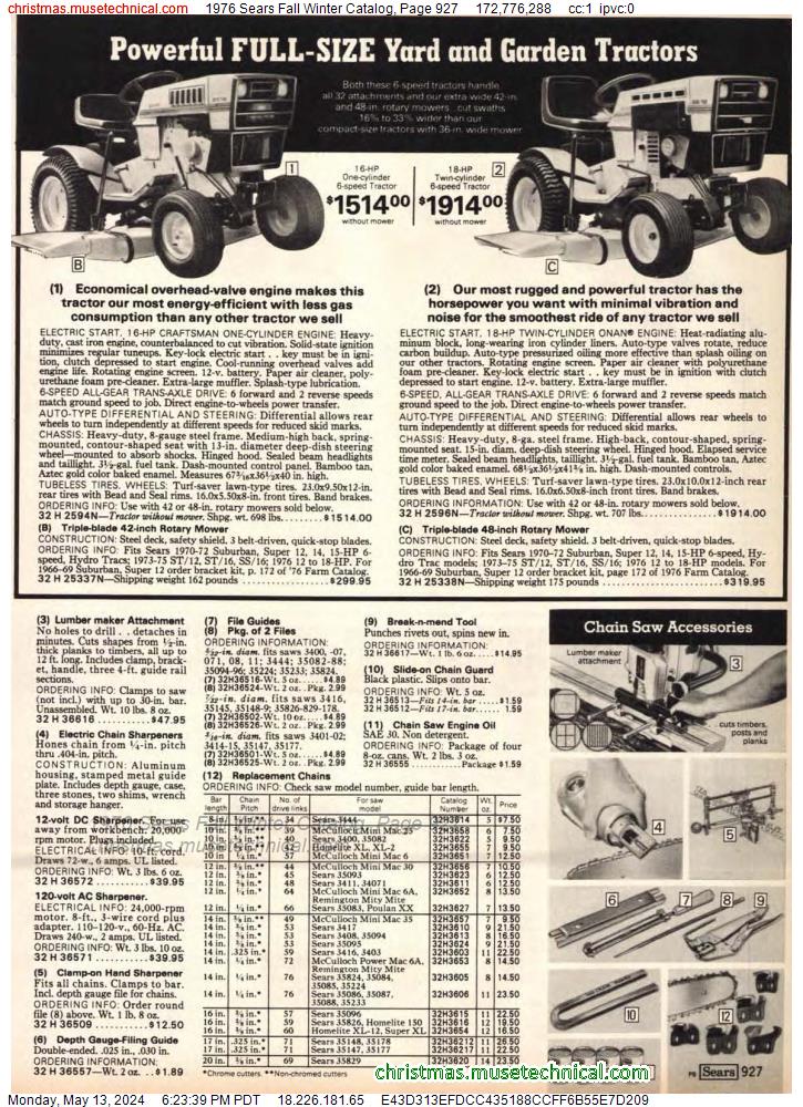 1976 Sears Fall Winter Catalog, Page 927