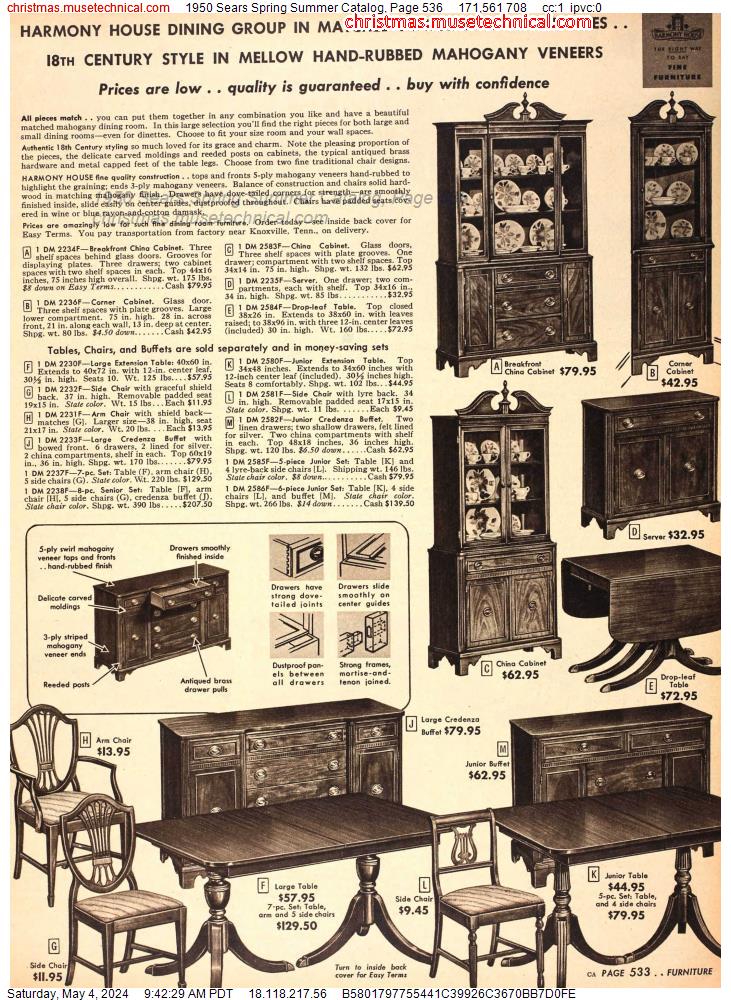 1950 Sears Spring Summer Catalog, Page 536