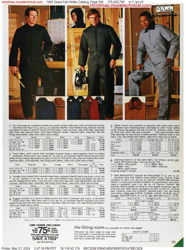 1985 Sears Fall Winter Catalog, Page 595