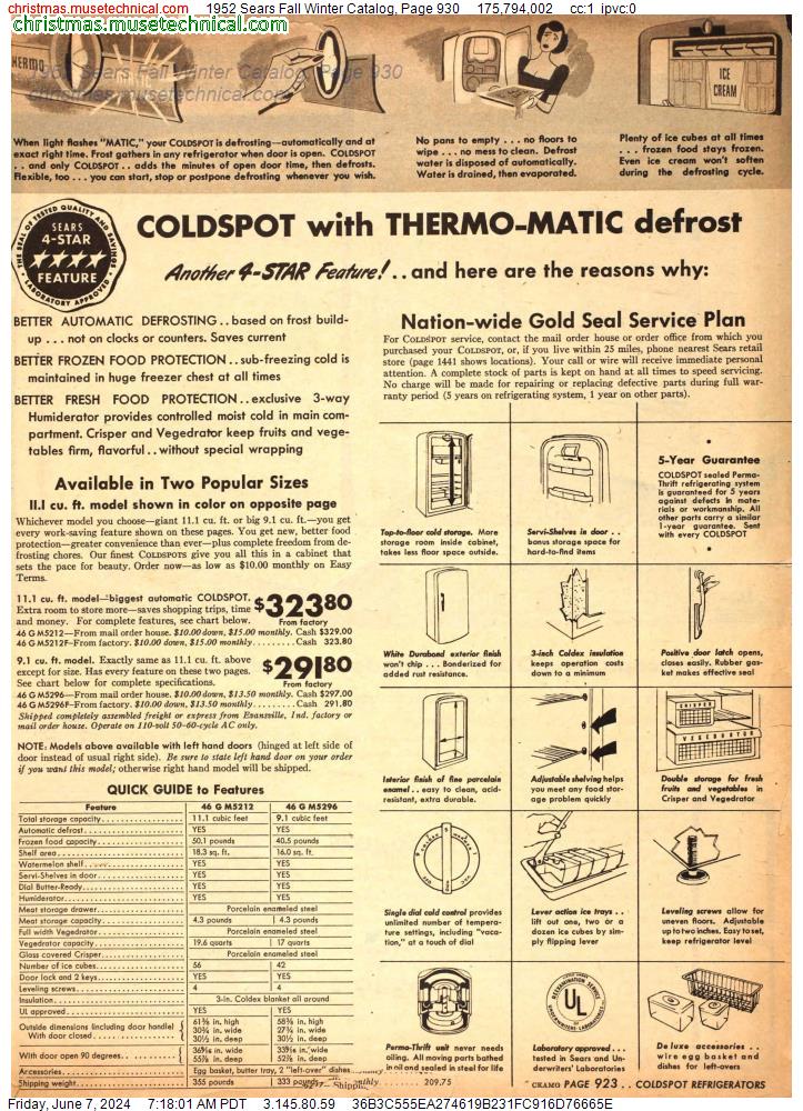 1952 Sears Fall Winter Catalog, Page 930