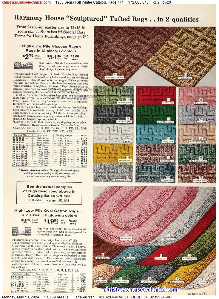 1958 Sears Fall Winter Catalog, Page 771