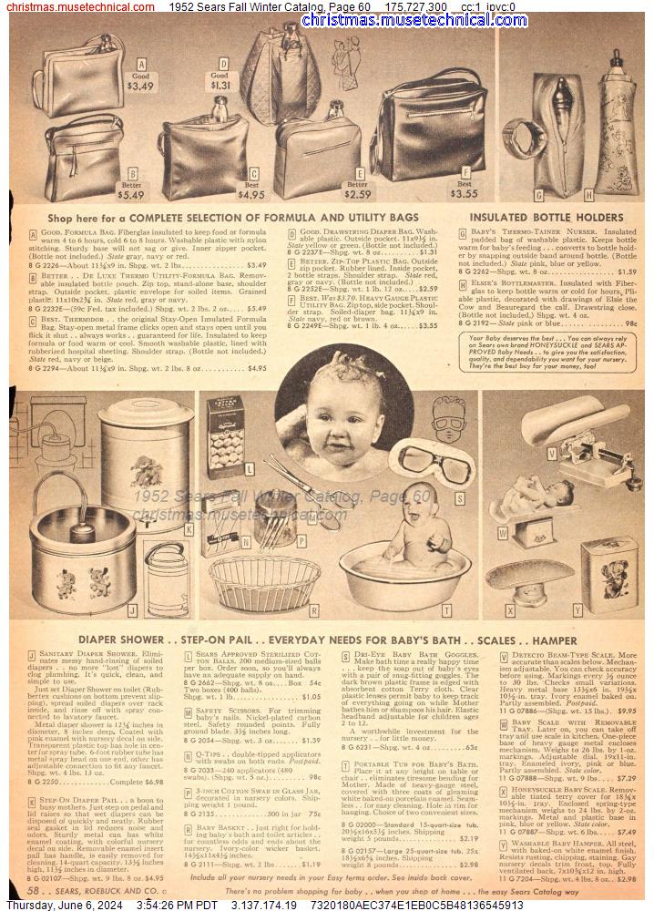 1952 Sears Fall Winter Catalog, Page 60