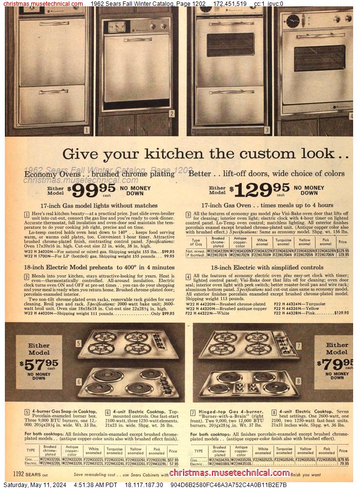 1962 Sears Fall Winter Catalog, Page 1202