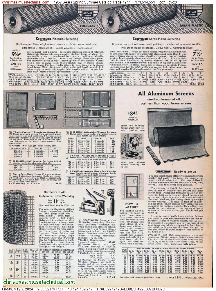 1957 Sears Spring Summer Catalog, Page 1244