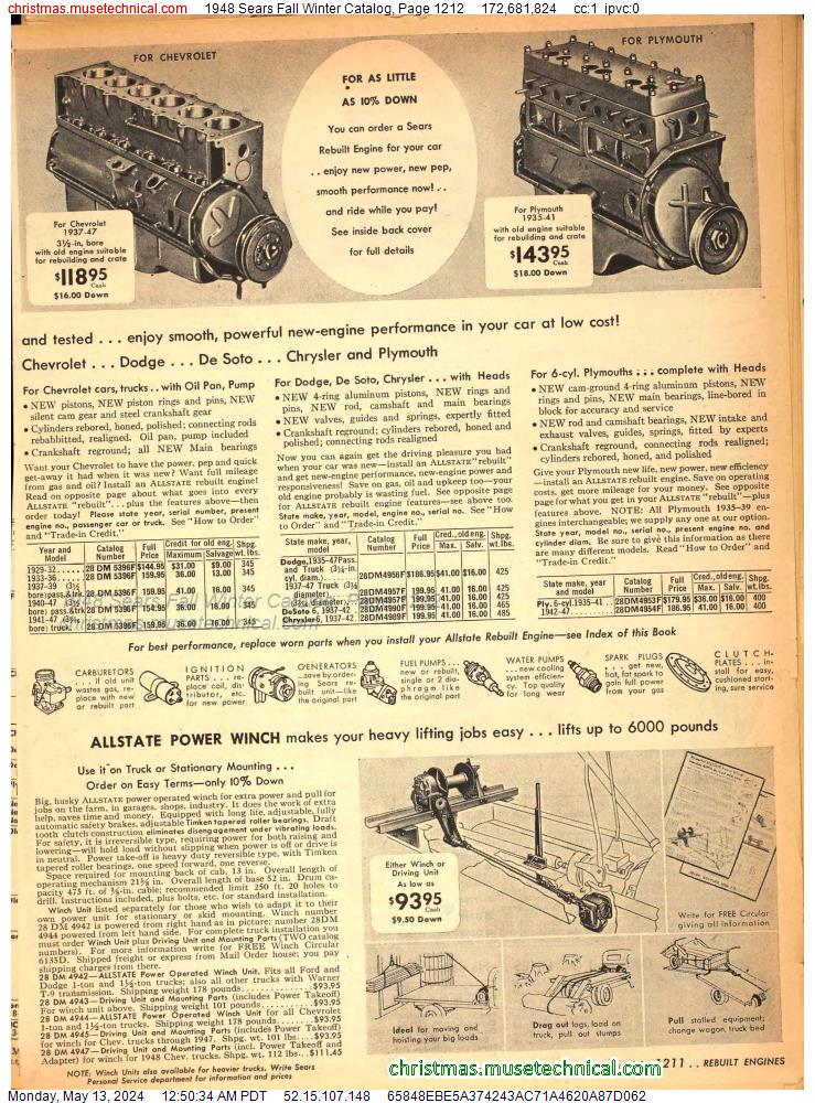1948 Sears Fall Winter Catalog, Page 1212