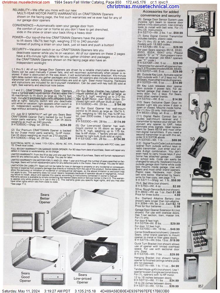1984 Sears Fall Winter Catalog, Page 850