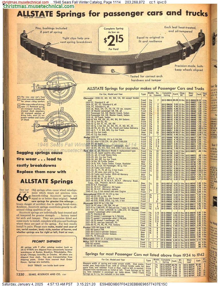 1946 Sears Fall Winter Catalog, Page 1114