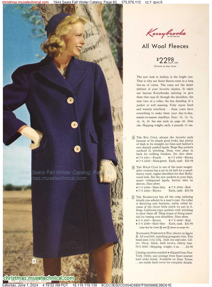 1944 Sears Fall Winter Catalog, Page 60