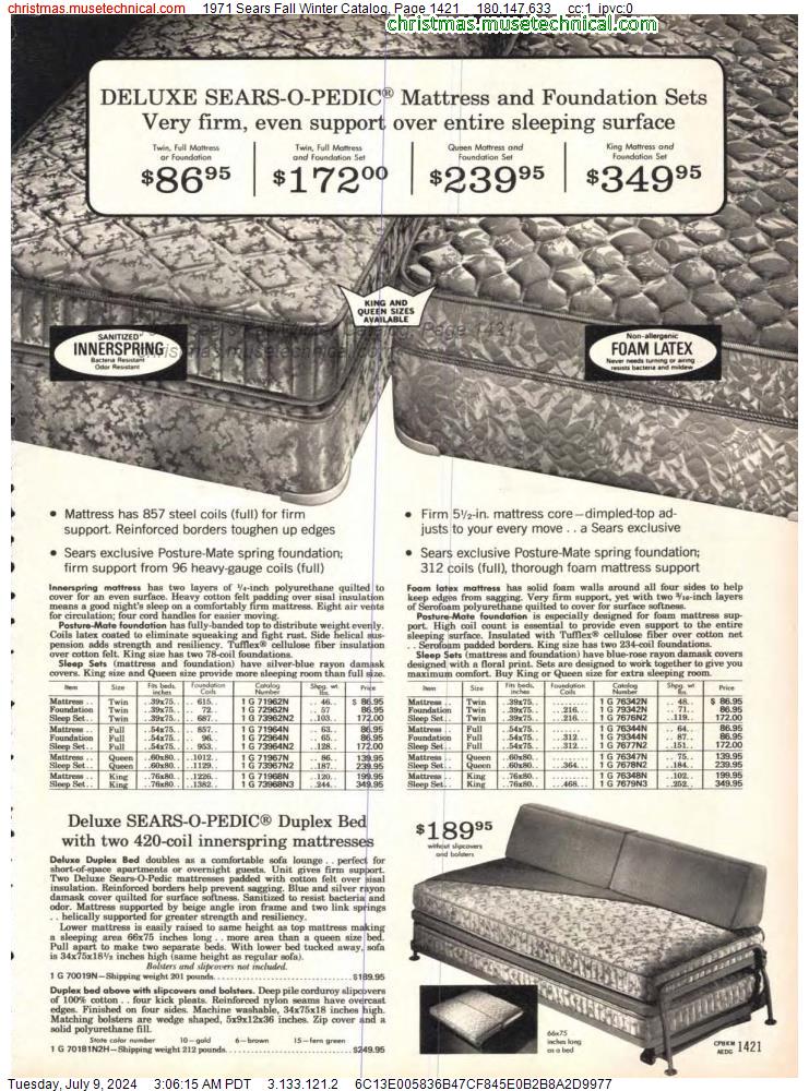 1971 Sears Fall Winter Catalog, Page 1421