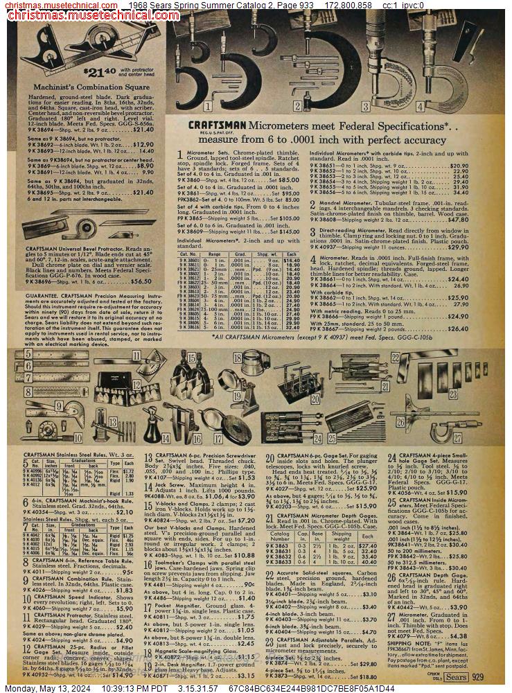 1968 Sears Spring Summer Catalog 2, Page 933