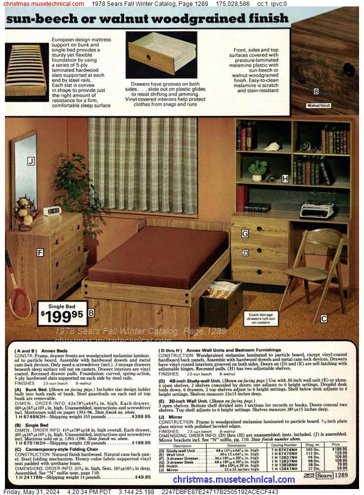 1978 Sears Fall Winter Catalog, Page 1289