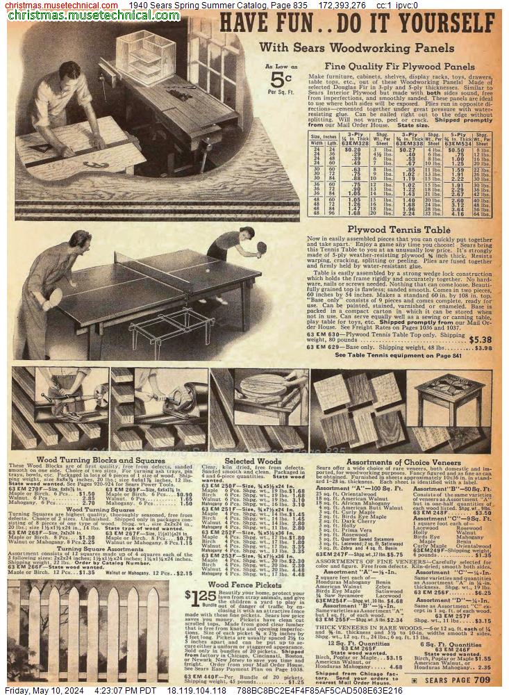 1940 Sears Spring Summer Catalog, Page 835