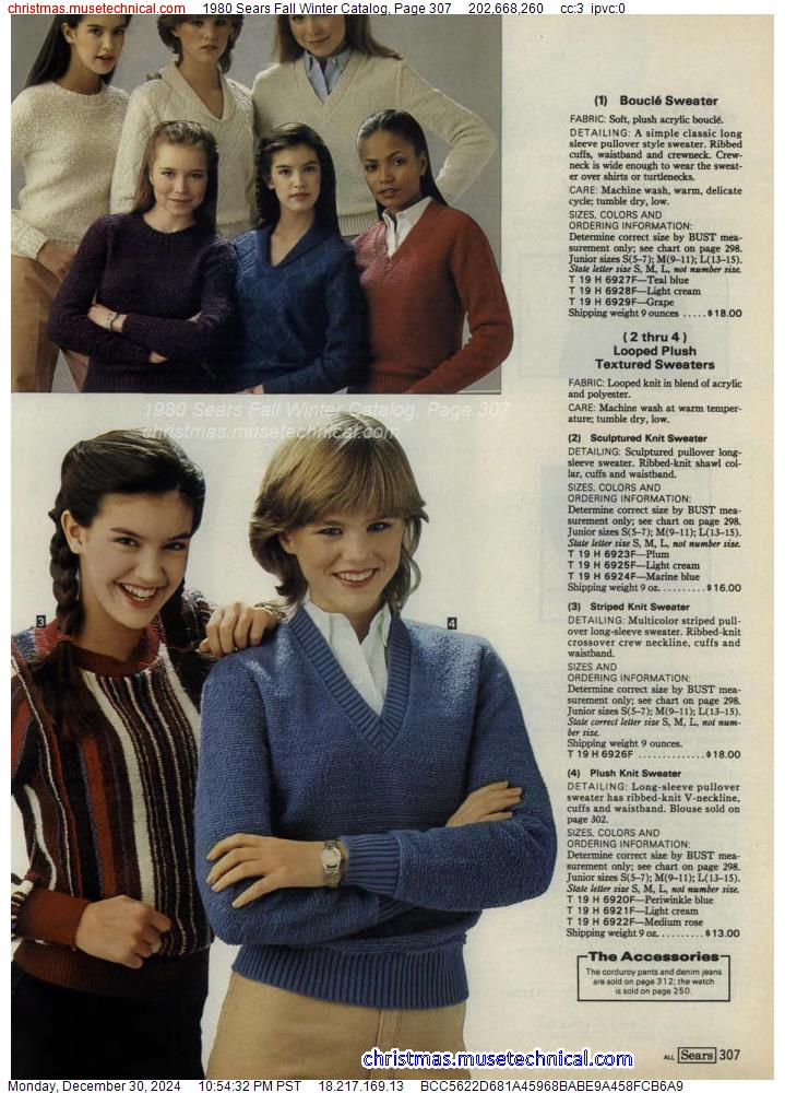 1980 Sears Fall Winter Catalog, Page 307