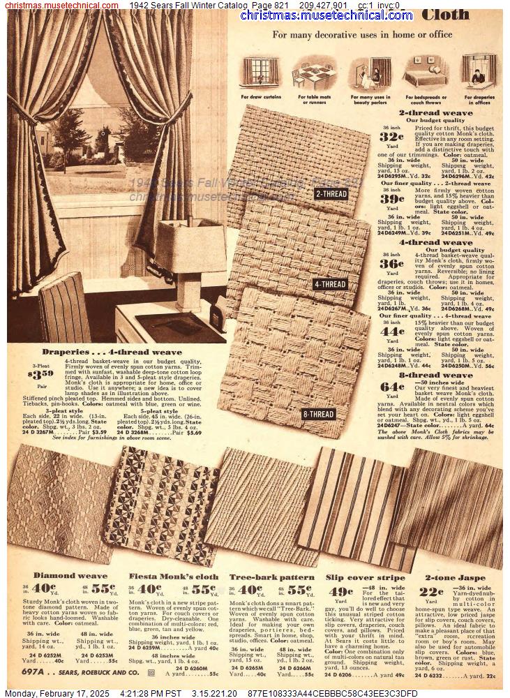 1942 Sears Fall Winter Catalog, Page 821