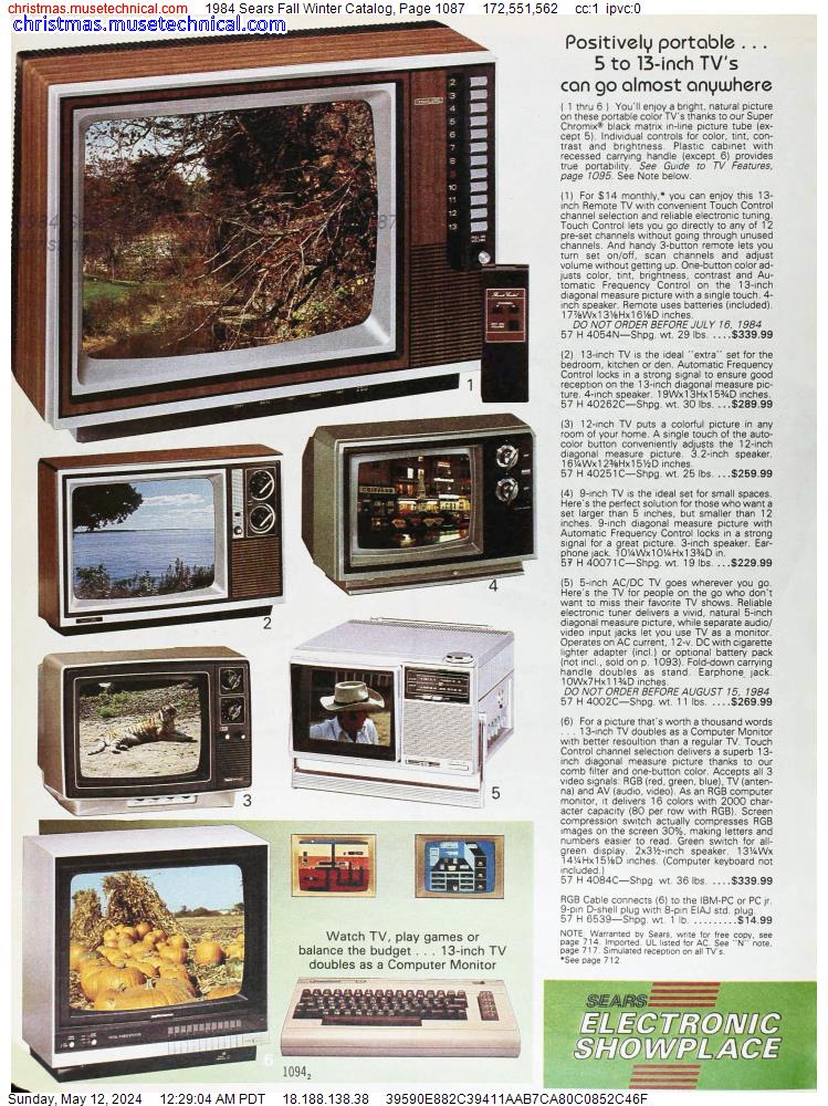 1984 Sears Fall Winter Catalog, Page 1087