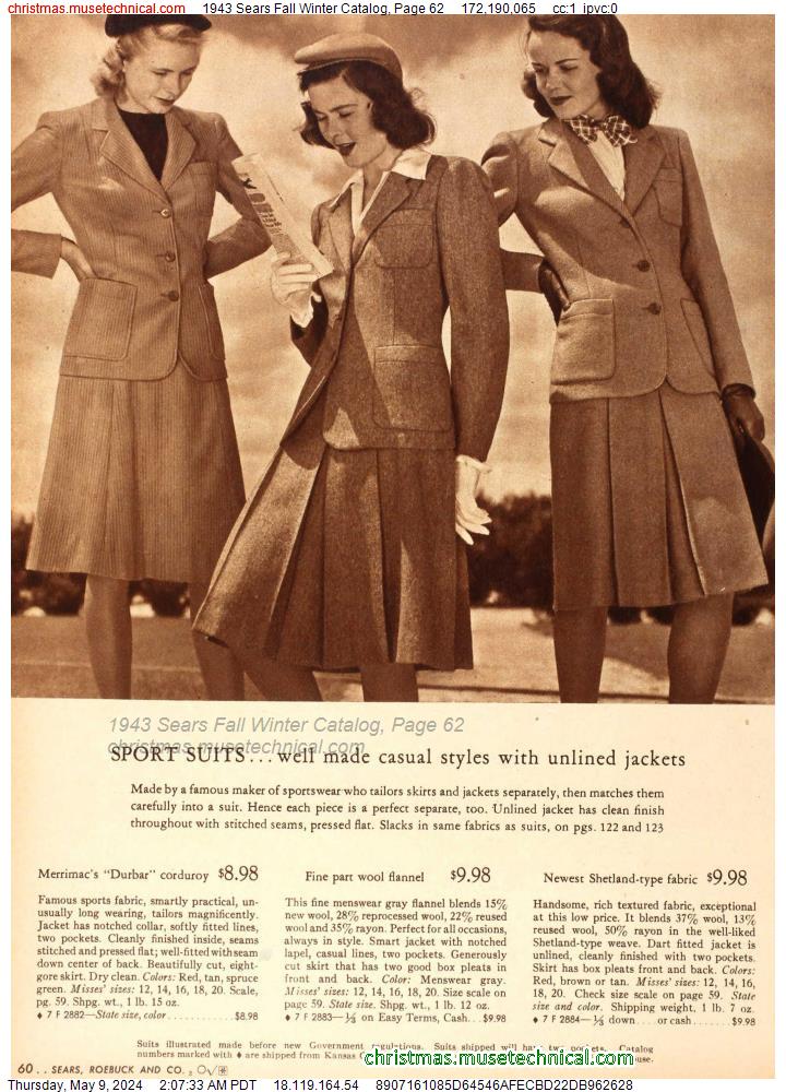 1943 Sears Fall Winter Catalog, Page 62