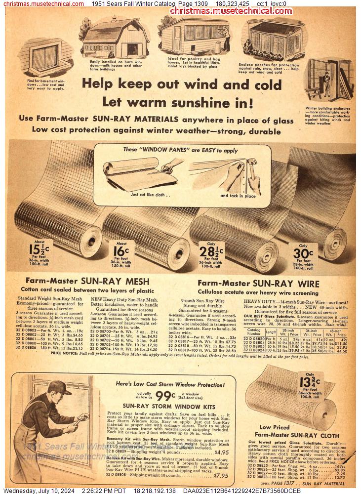 1951 Sears Fall Winter Catalog, Page 1309