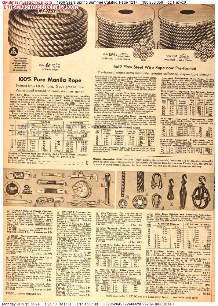 1956 Sears Spring Summer Catalog, Page 1217