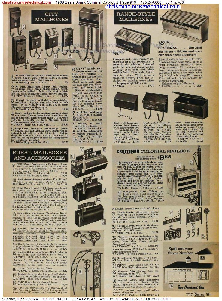 1968 Sears Spring Summer Catalog 2, Page 919