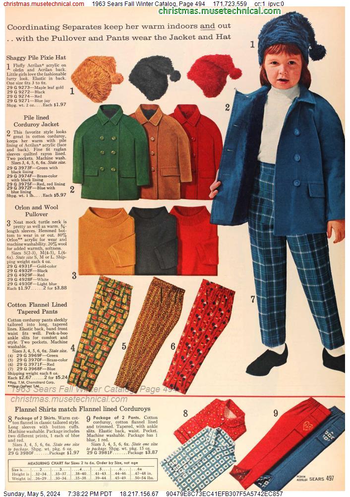 1963 Sears Fall Winter Catalog, Page 494