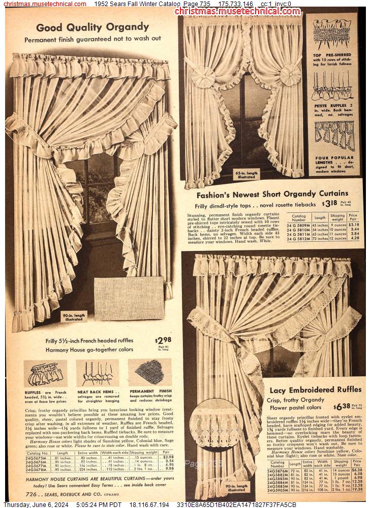 1952 Sears Fall Winter Catalog, Page 735