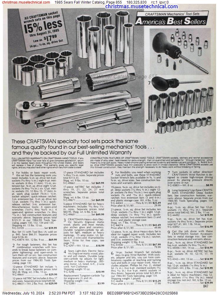 1985 Sears Fall Winter Catalog, Page 855