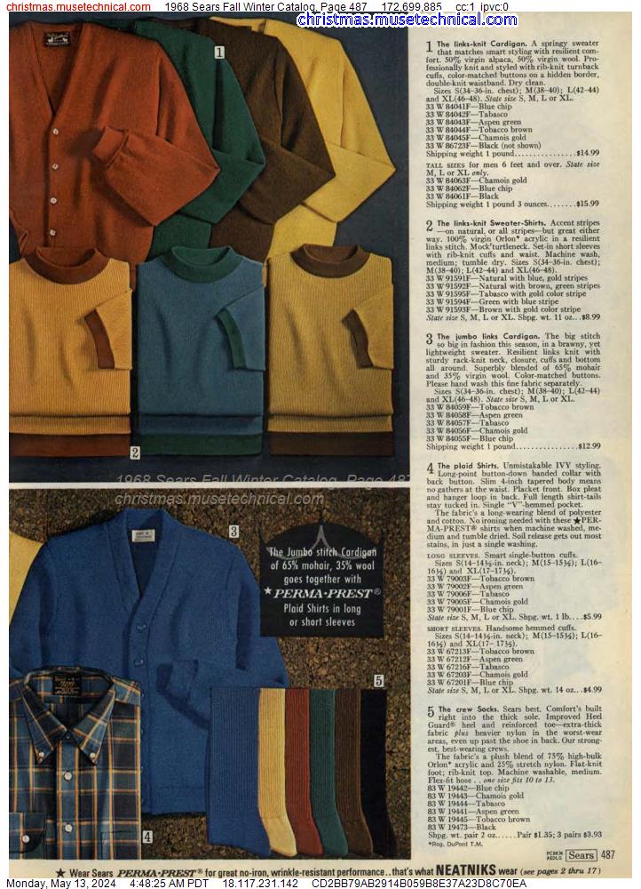 1968 Sears Fall Winter Catalog, Page 487