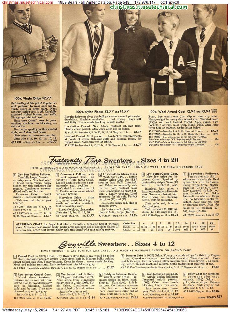 1959 Sears Fall Winter Catalog, Page 549