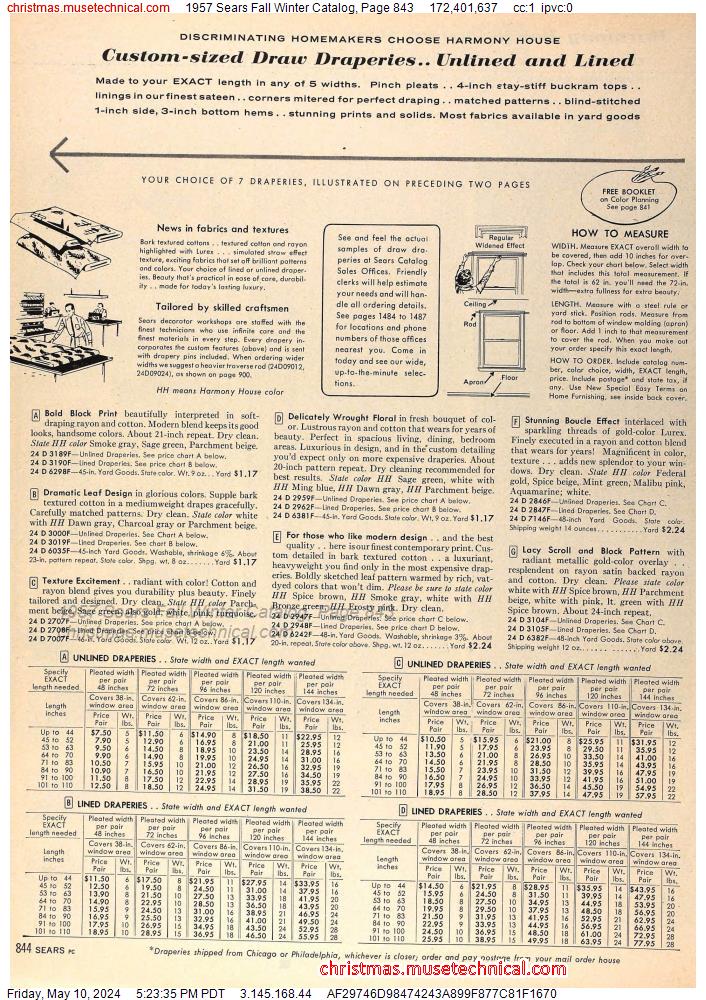1957 Sears Fall Winter Catalog, Page 843