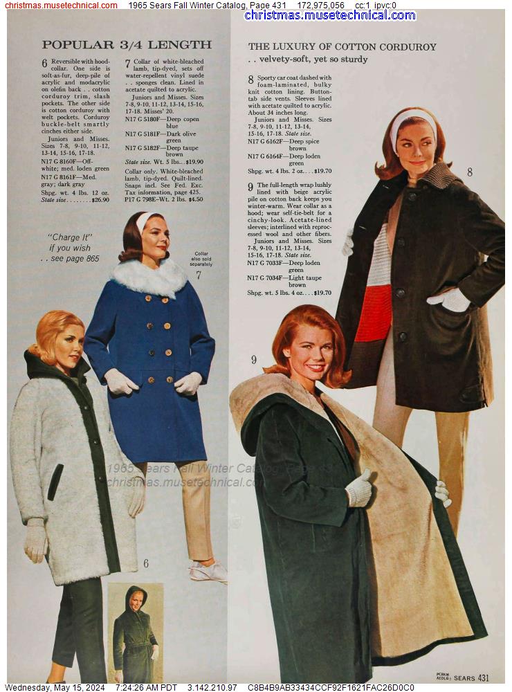 1965 Sears Fall Winter Catalog, Page 431