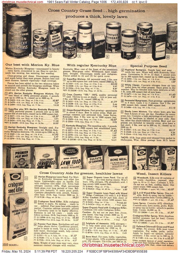 1961 Sears Fall Winter Catalog, Page 1006
