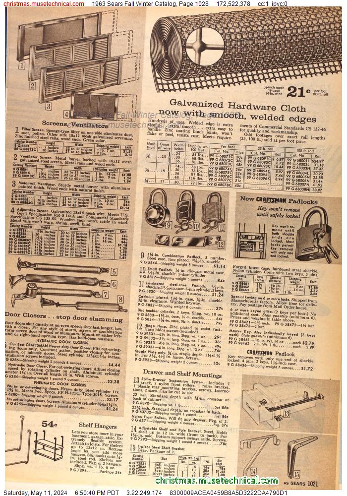 1963 Sears Fall Winter Catalog, Page 1028