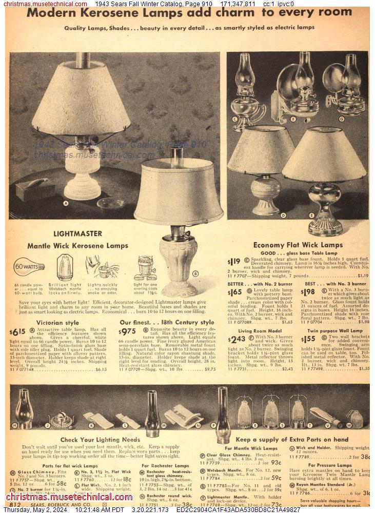 1943 Sears Fall Winter Catalog, Page 910