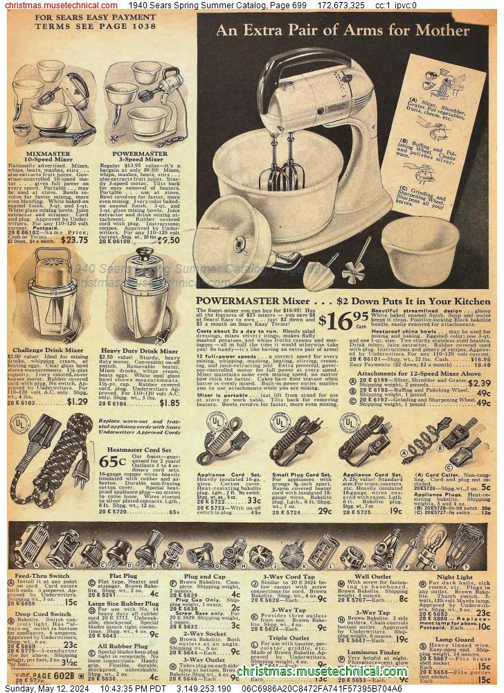 1940 Sears Spring Summer Catalog, Page 699